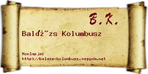 Balázs Kolumbusz névjegykártya
